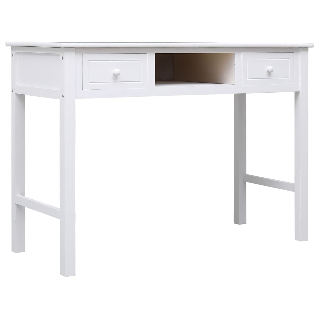 Bureau blanc 108x45x76 cm Bois massif de paulownia