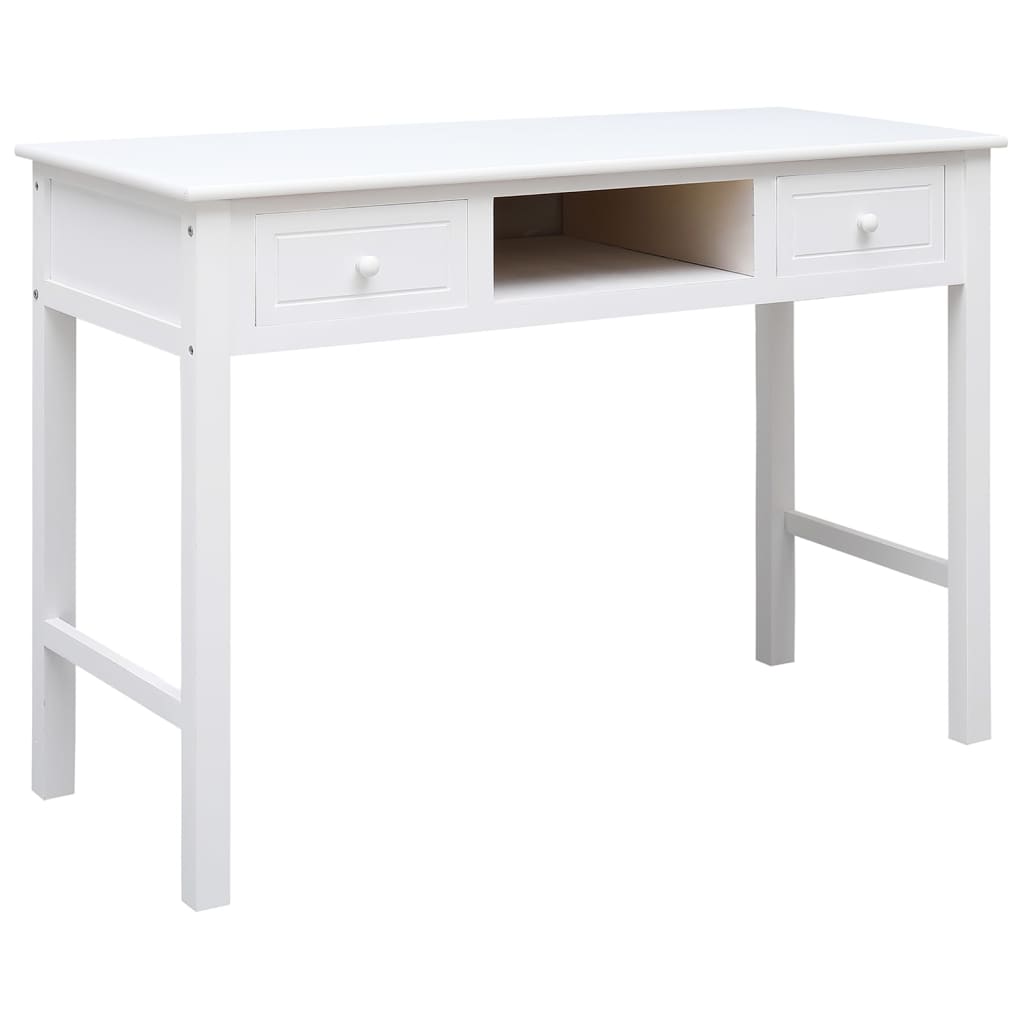 Bureau blanc 108x45x76 cm Bois massif de paulownia