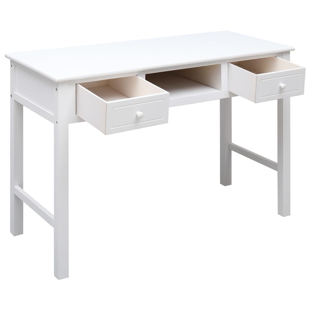 Bureau blanc 108x45x76 cm Bois massif de paulownia