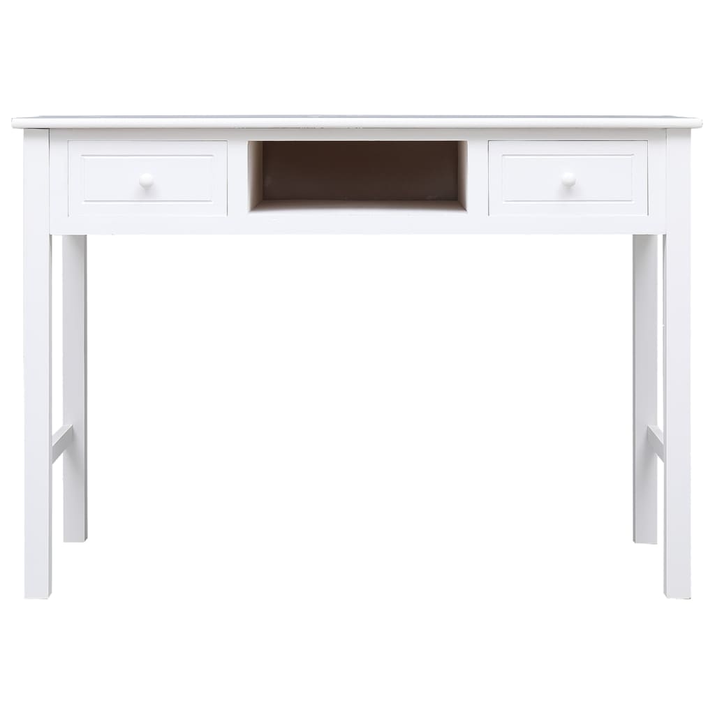 Bureau blanc 108x45x76 cm Bois massif de paulownia