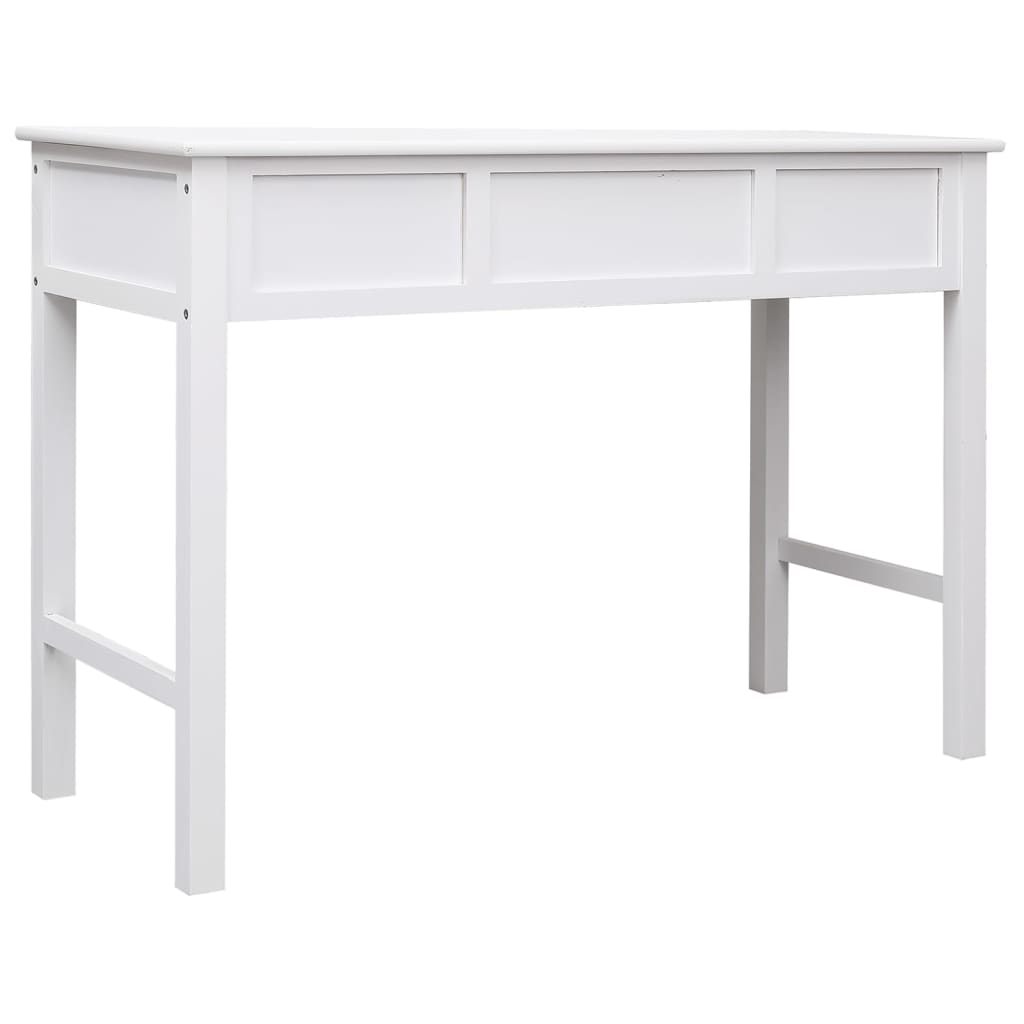 Bureau blanc 108x45x76 cm Bois massif de paulownia