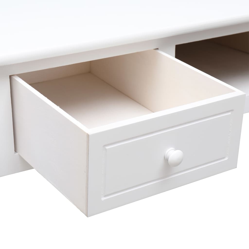Bureau blanc 108x45x76 cm Bois massif de paulownia
