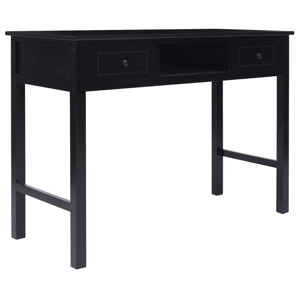 Bureau noir 108x45x76 cm bois massif Paulownia