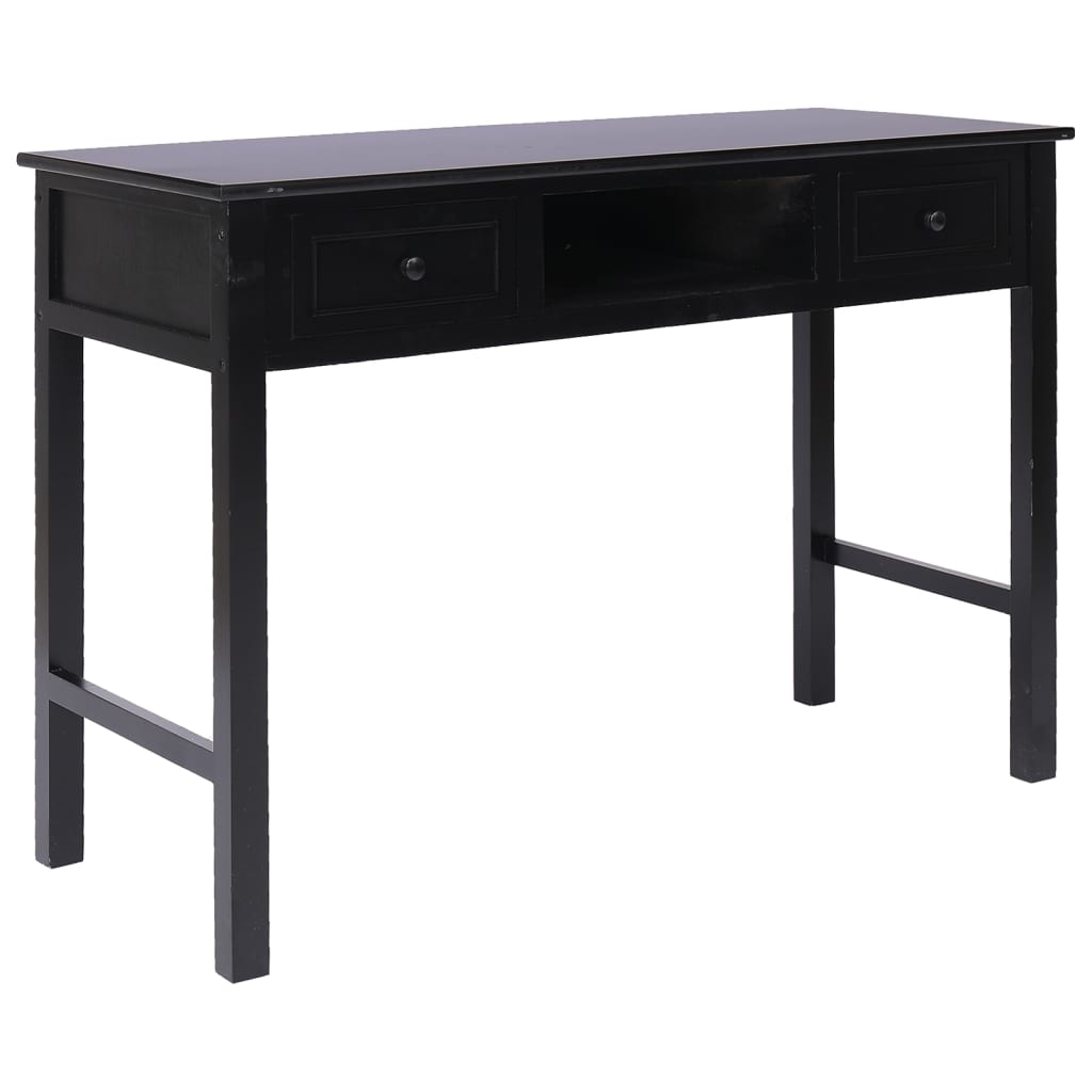 Bureau noir 108x45x76 cm bois massif Paulownia