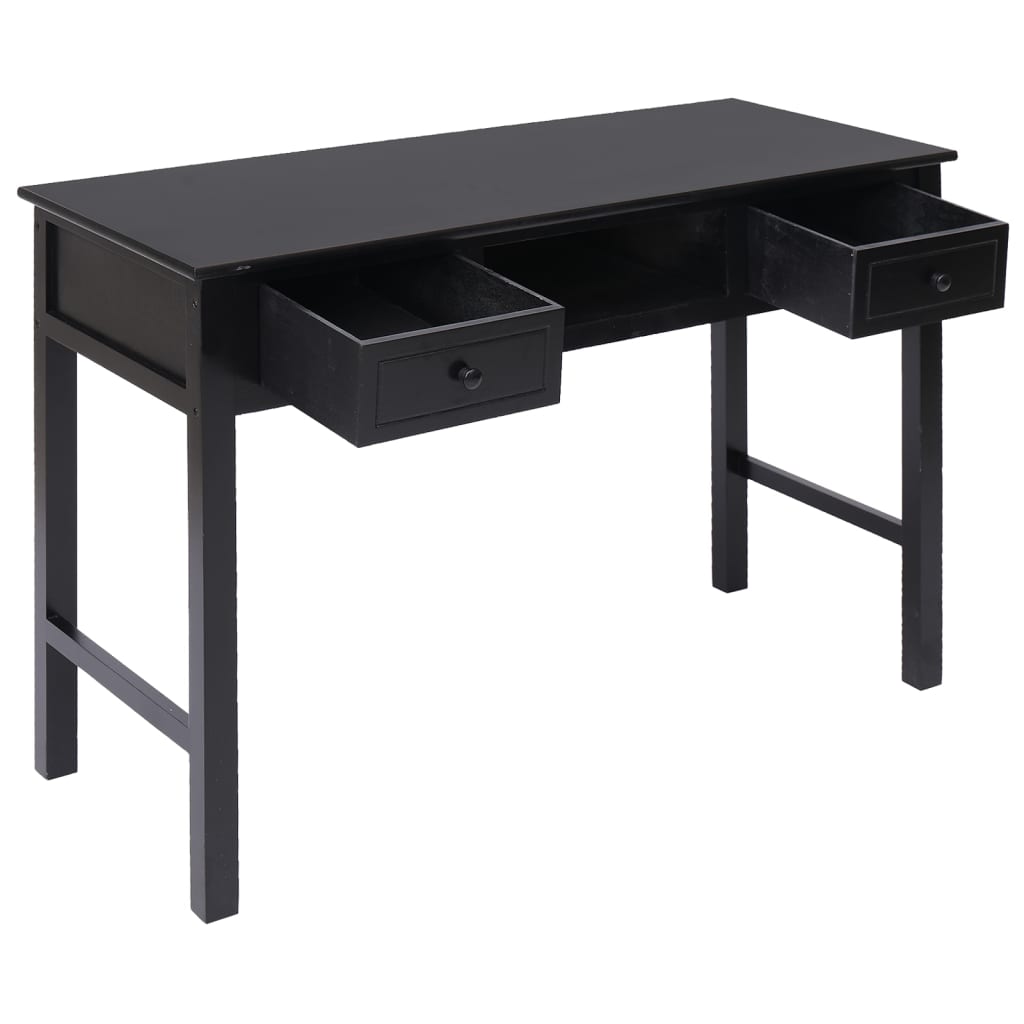 Bureau noir 108x45x76 cm bois massif Paulownia