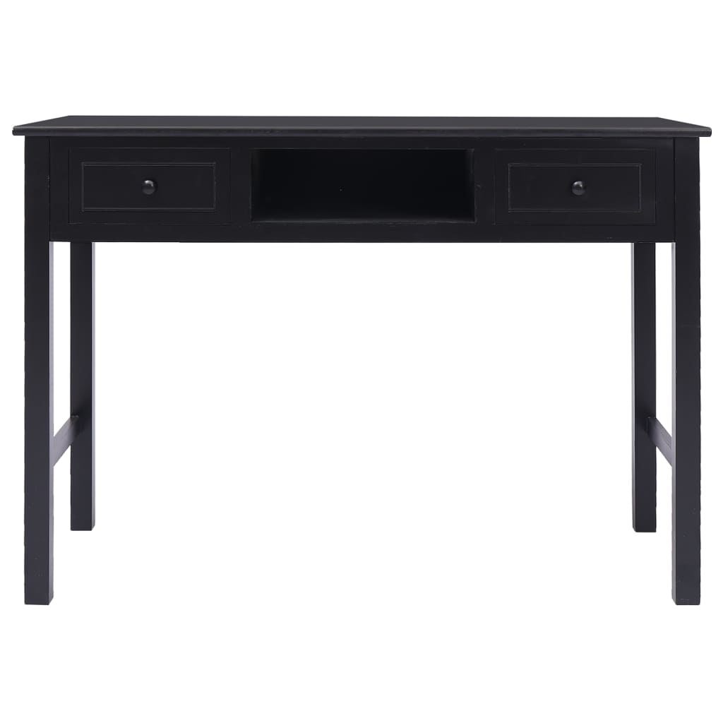 Bureau noir 108x45x76 cm bois massif Paulownia