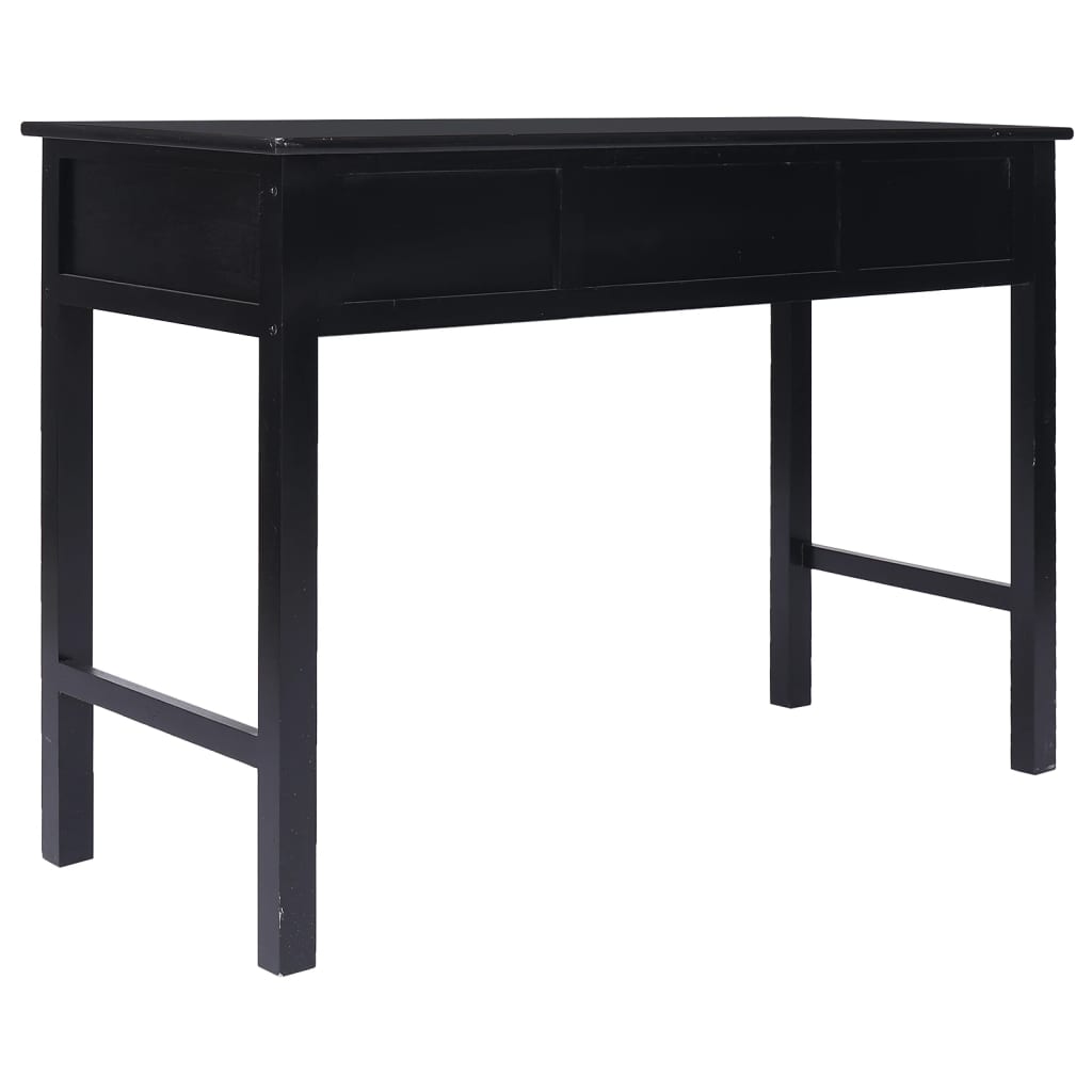 Bureau noir 108x45x76 cm bois massif Paulownia