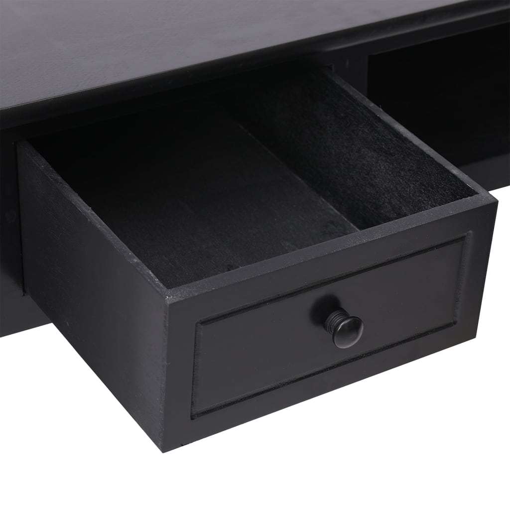 Bureau noir 108x45x76 cm bois massif Paulownia