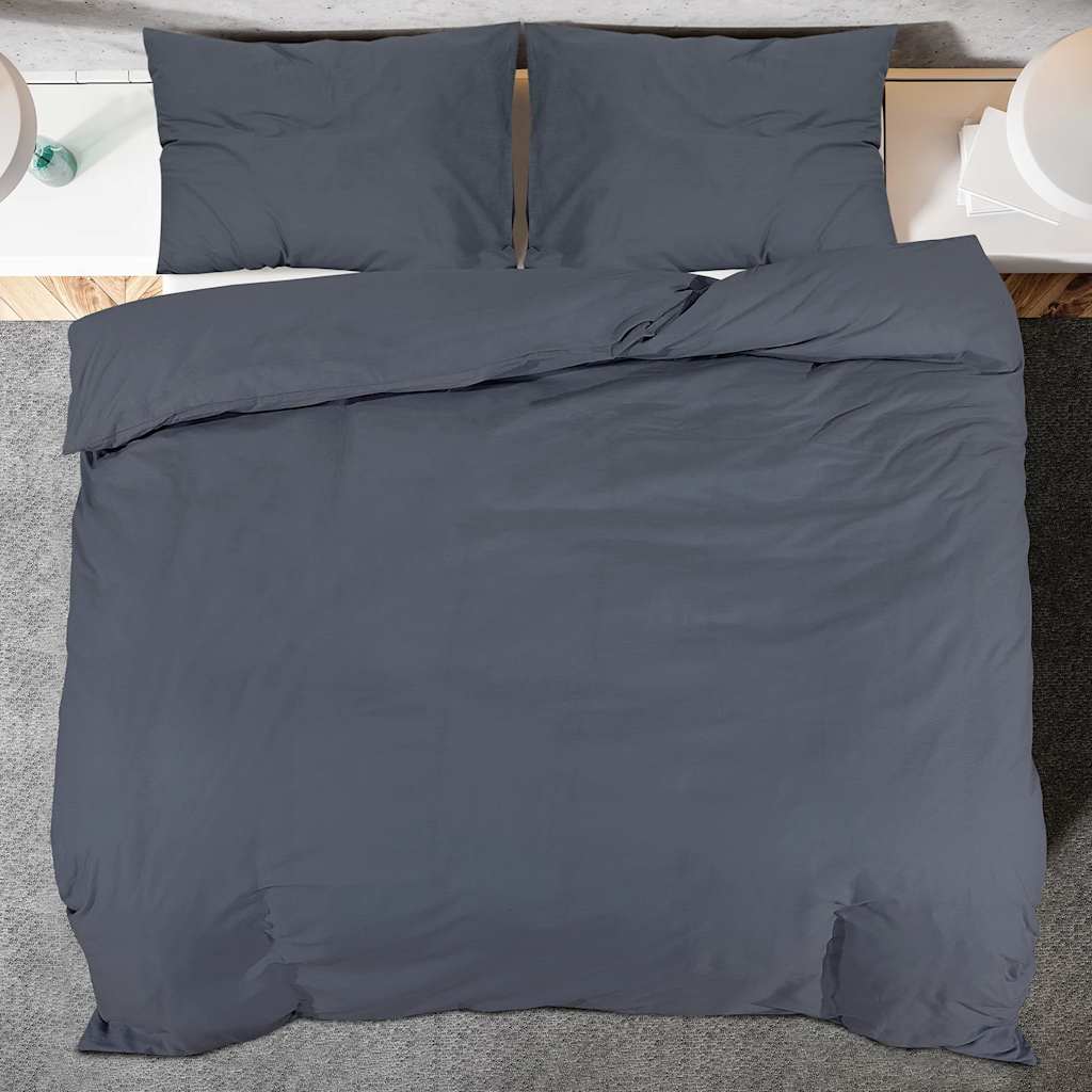 Bettwäsche-Set Anthrazit 155x220 cm Leichte Mikrofaser