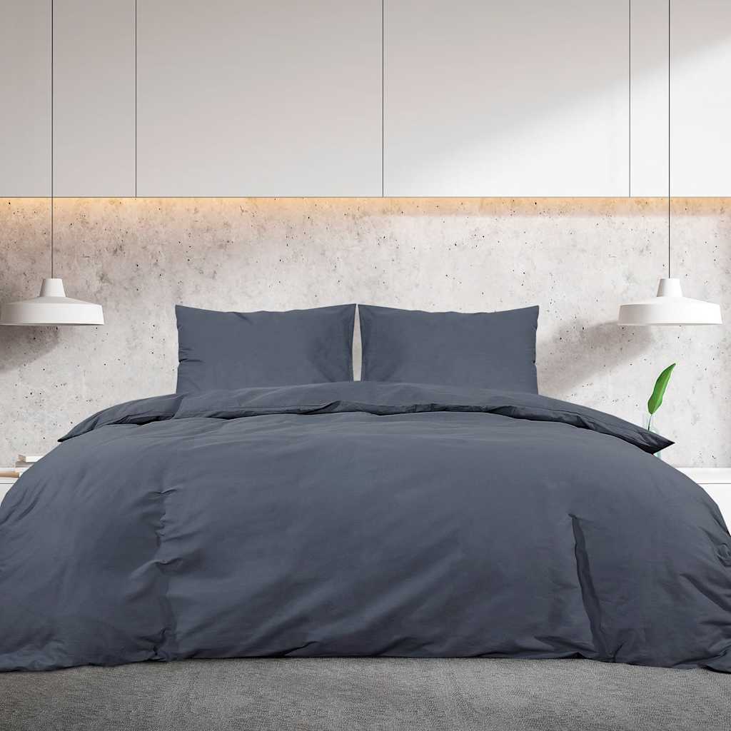 Parure de lit Anthracite 200x200 cm Microfibre légère