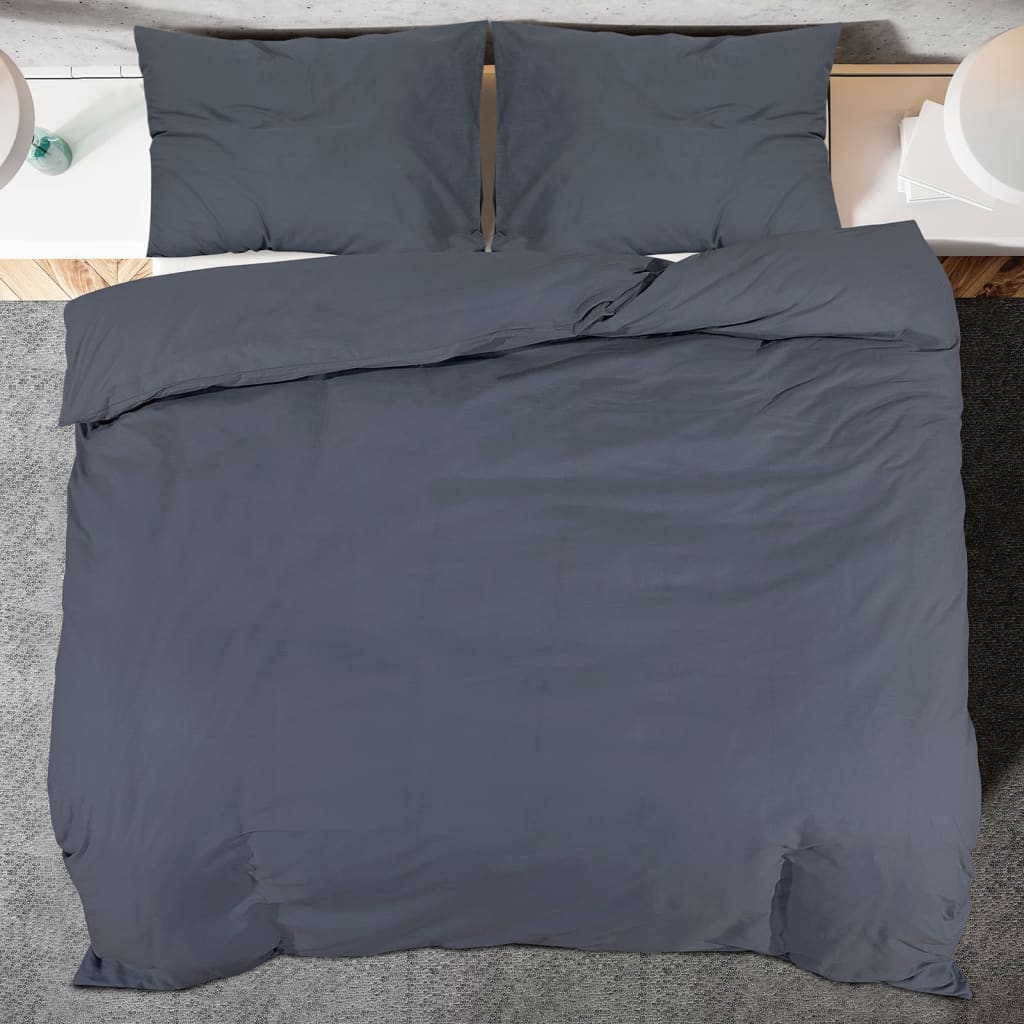 Parure de lit anthracite 200x220 cm Microfibre légère