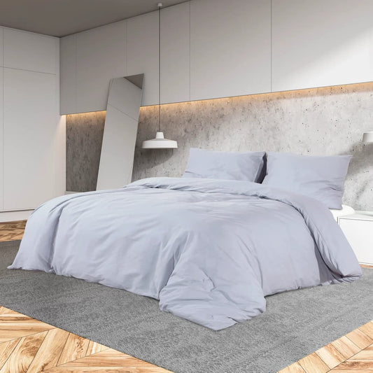 Duvet Cover Set Grey 140x200 cm Lightweight Microfiber