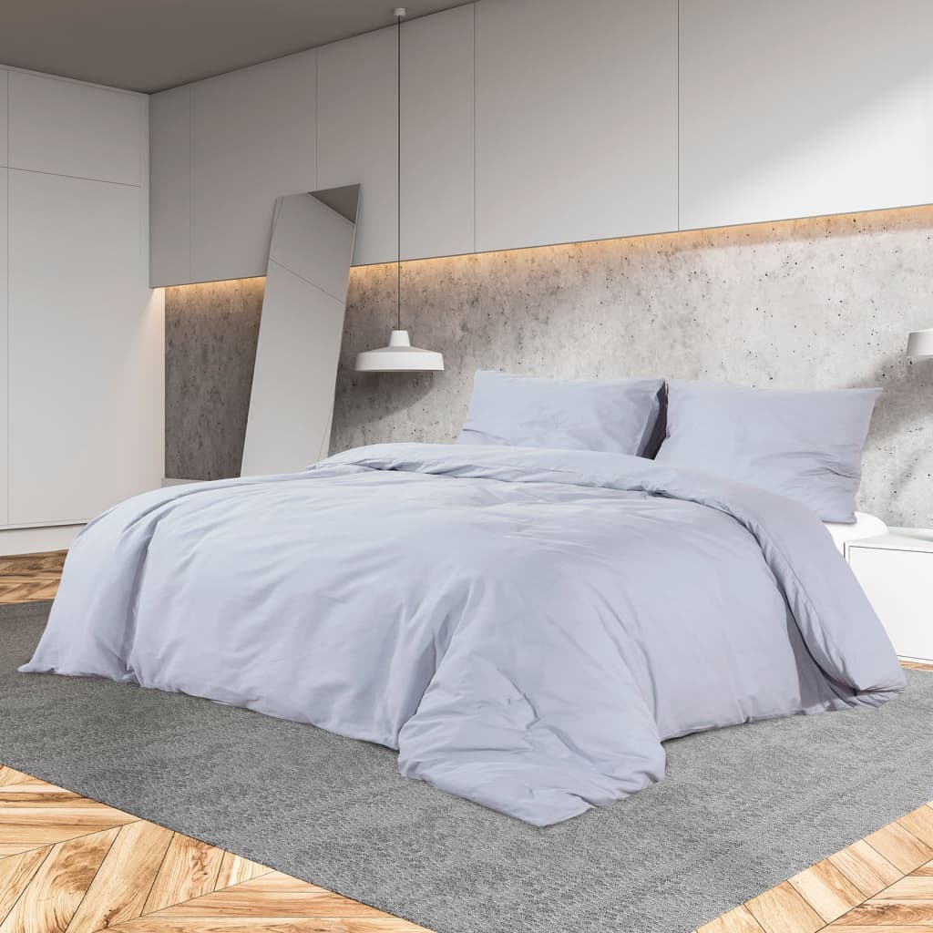 Grey Bedding Set 200x200 cm Lightweight Microfiber