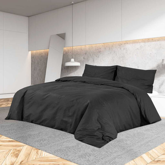Black Duvet Cover Set 140x200 cm Lightweight Microfiber