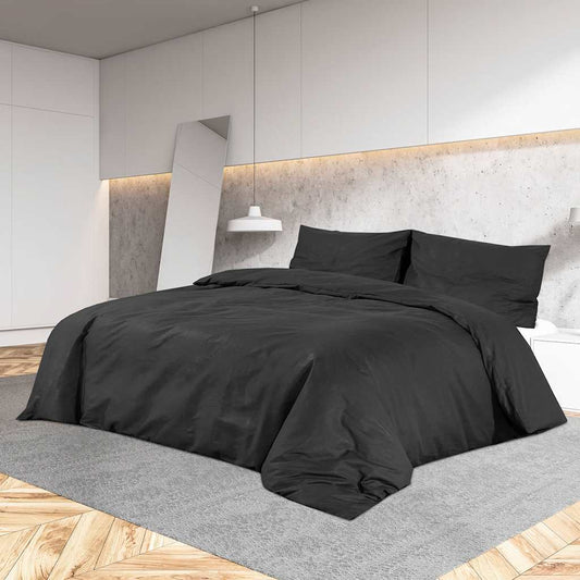 Duvet Cover Set Black 200x200 cm Lightweight Microfiber