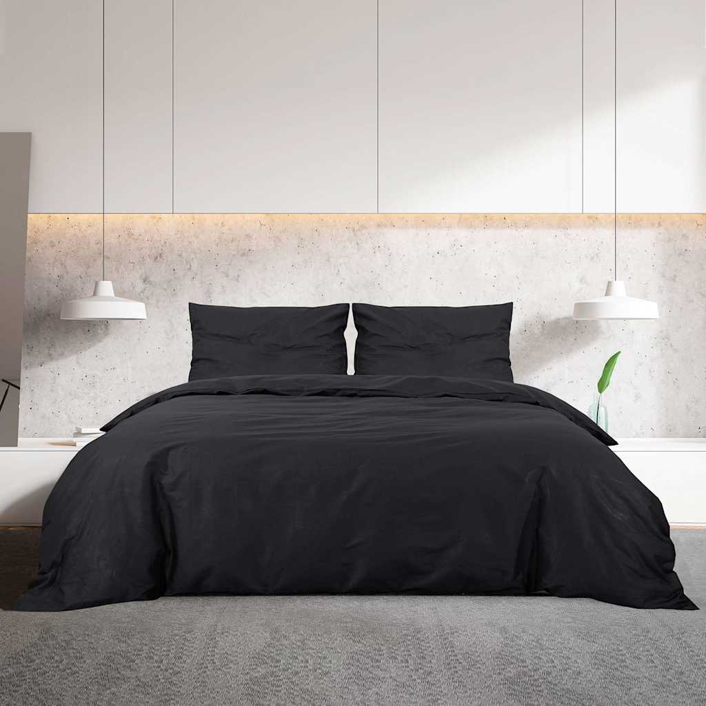 Black Duvet Cover Set 140x200 cm Lightweight Microfiber