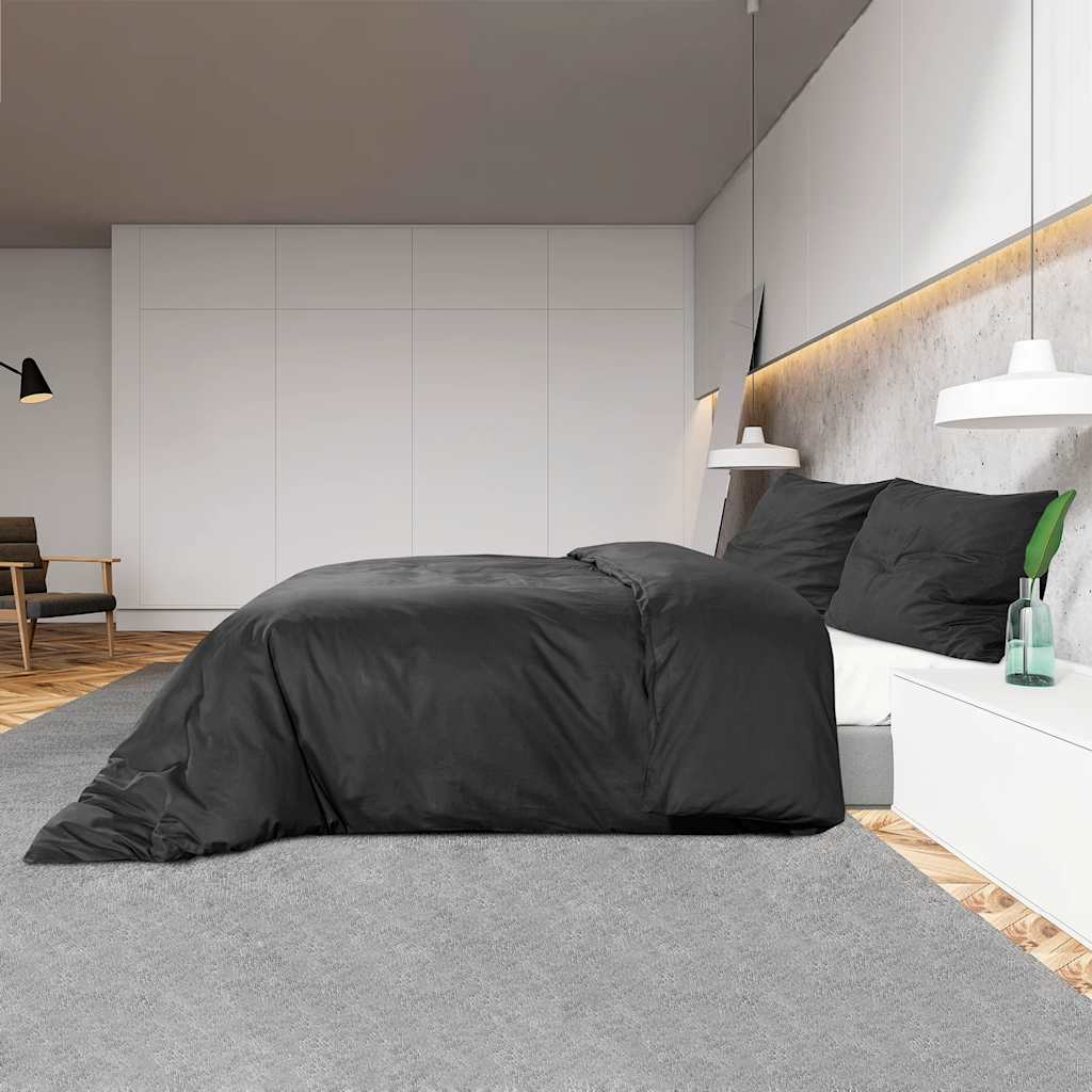 Black Duvet Cover Set 140x200 cm Lightweight Microfiber