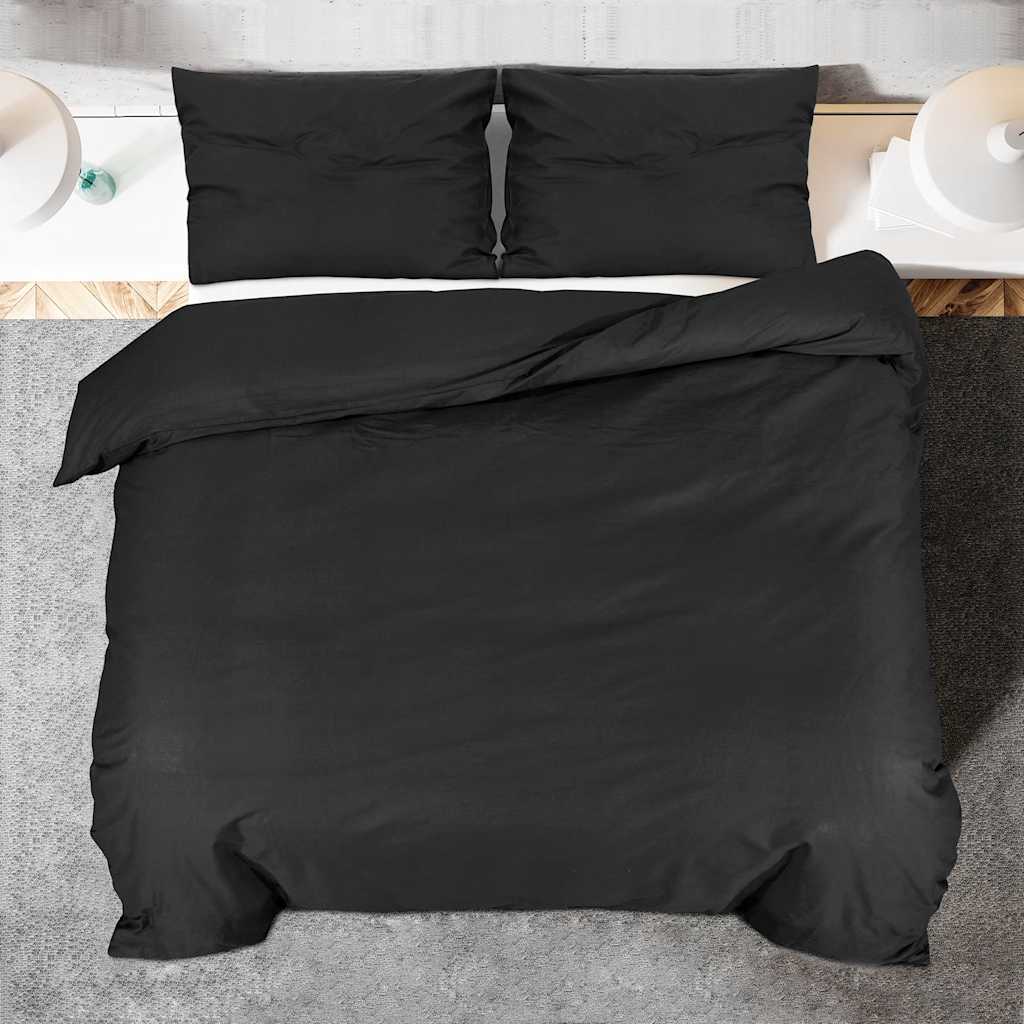 Black Duvet Cover Set 140x200 cm Lightweight Microfiber