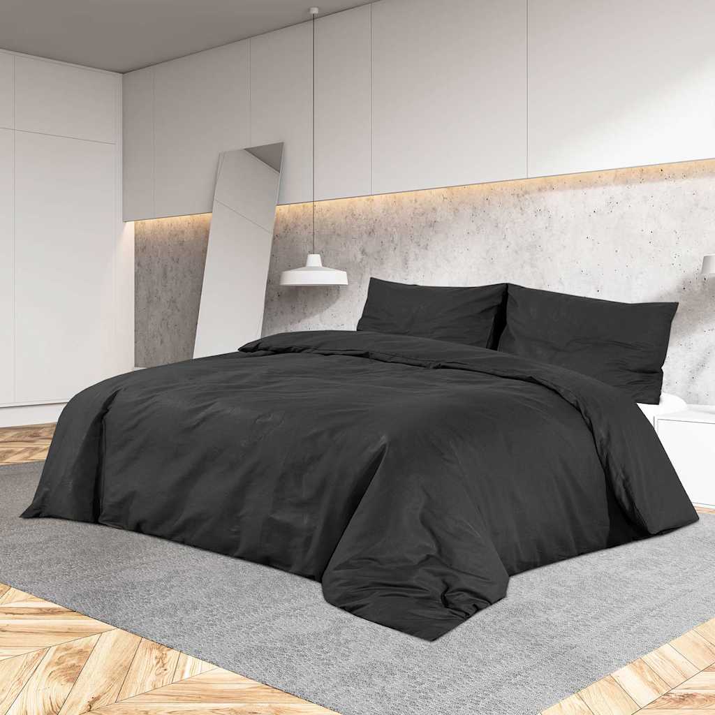 Parure de lit noire 220x240 cm en microfibre légère