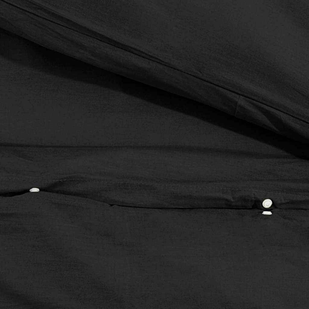 Bettwäsche-Set Schwarz 260x240 cm Leichte Mikrofaser