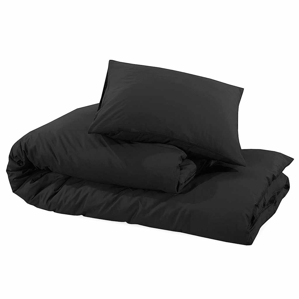 Duvet Cover Set Black 135x200 cm Lightweight Microfiber