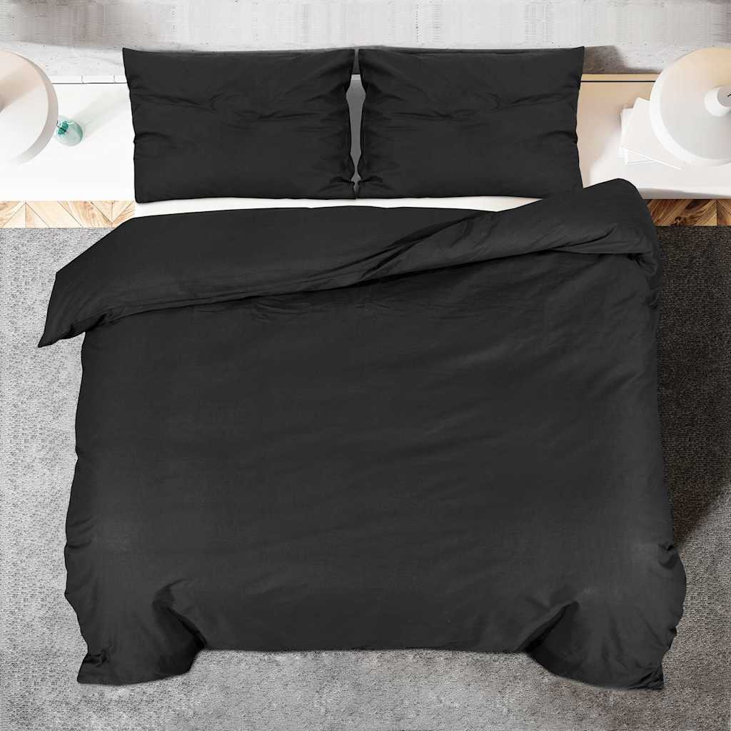 Duvet Cover Set Black 200x200 cm Lightweight Microfiber