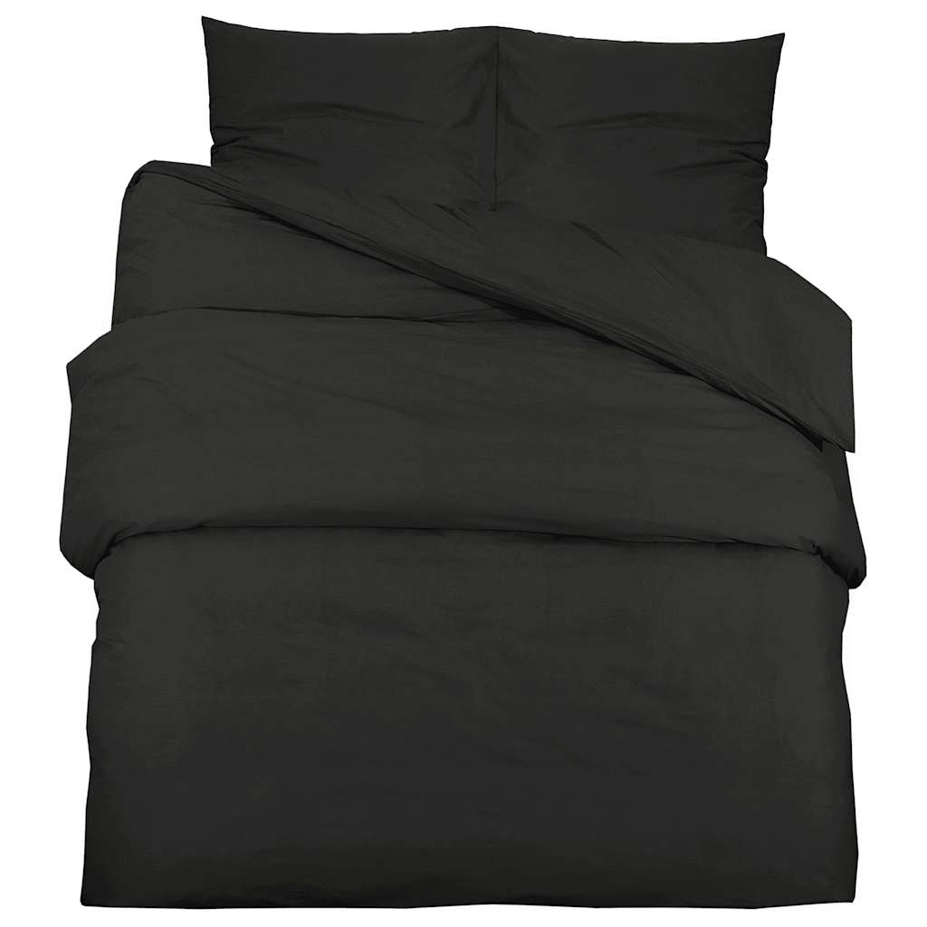 Duvet Cover Set Black 200x220 cm Lightweight Microfiber