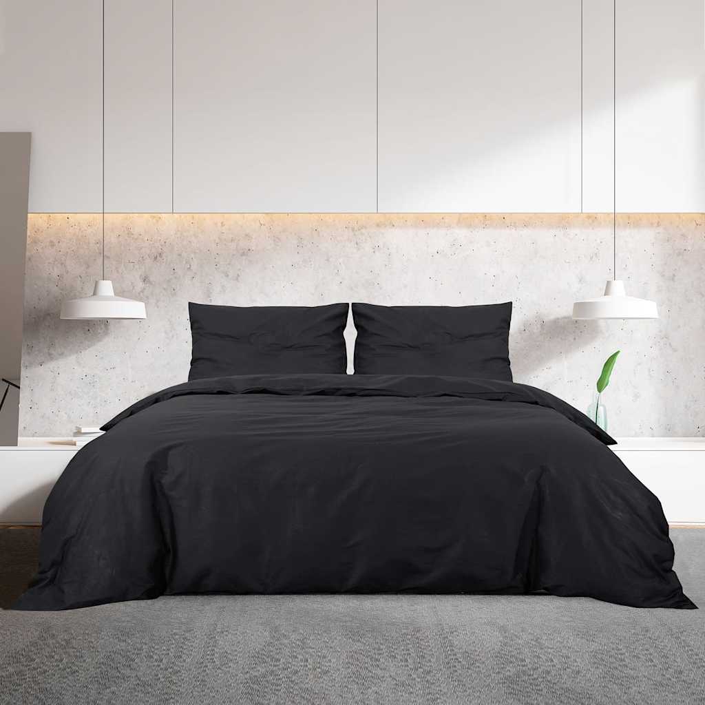 Duvet Cover Set Black 200x220 cm Lightweight Microfiber