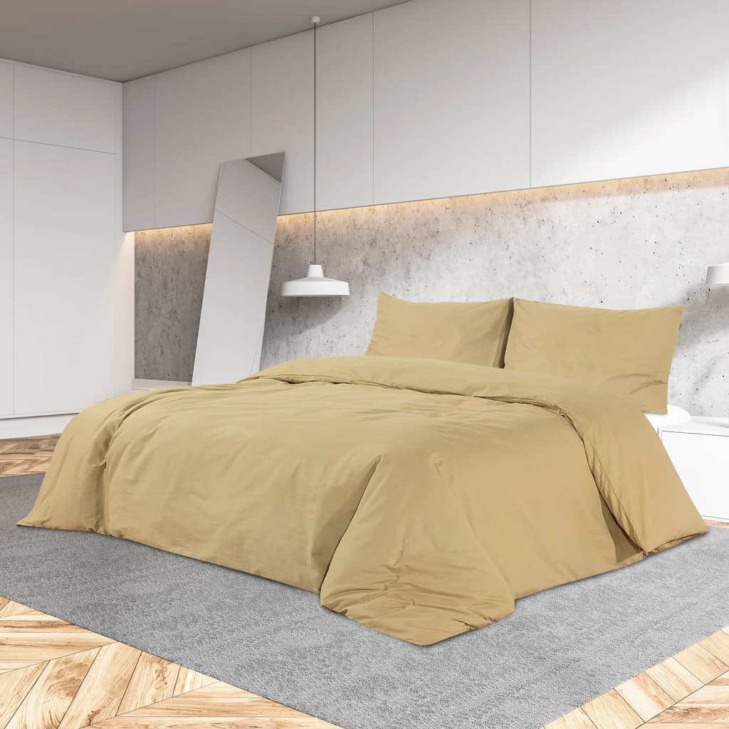 Parure de lit taupe 200x200 cm microfibre légère
