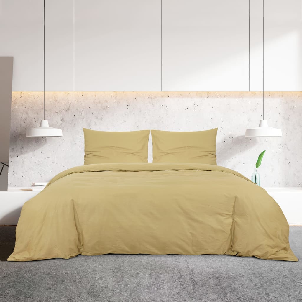 Duvet Cover Set Taupe 200x220 cm Lightweight Microfiber