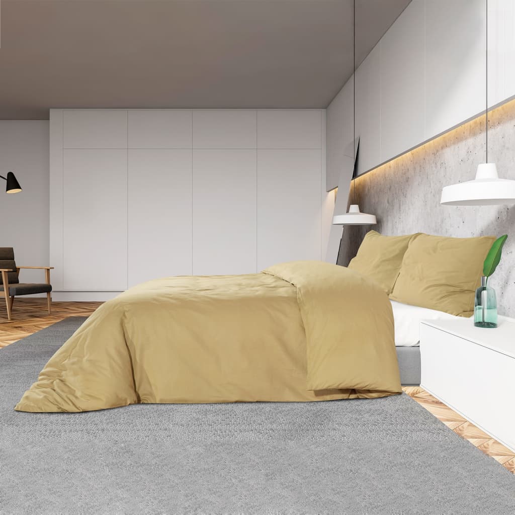 Duvet Cover Set Taupe 200x220 cm Lightweight Microfiber