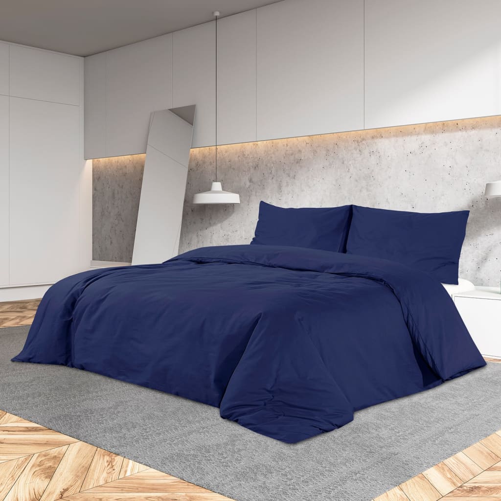 Parure de lit bleu marine 200x200 cm Microfibre légère