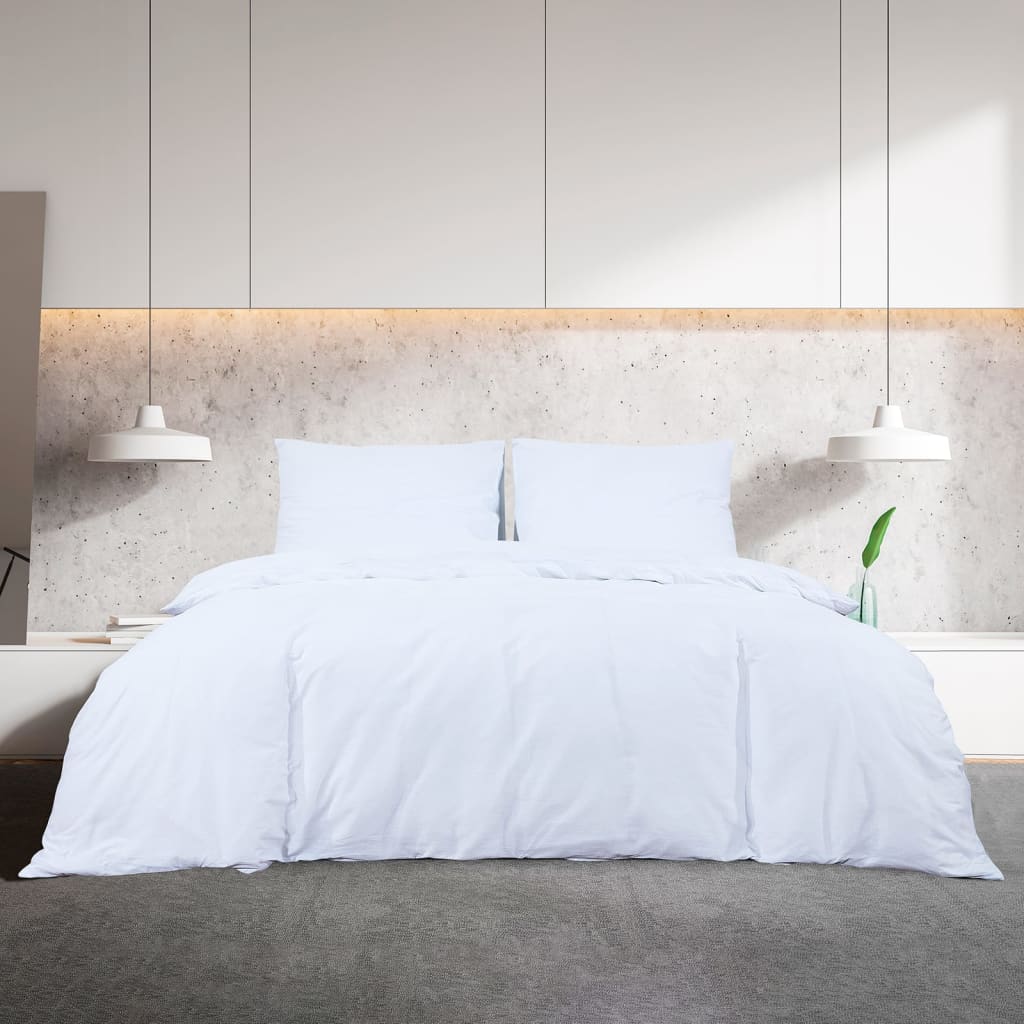 Duvet Cover Set White 140x200 cm Lightweight Microfiber