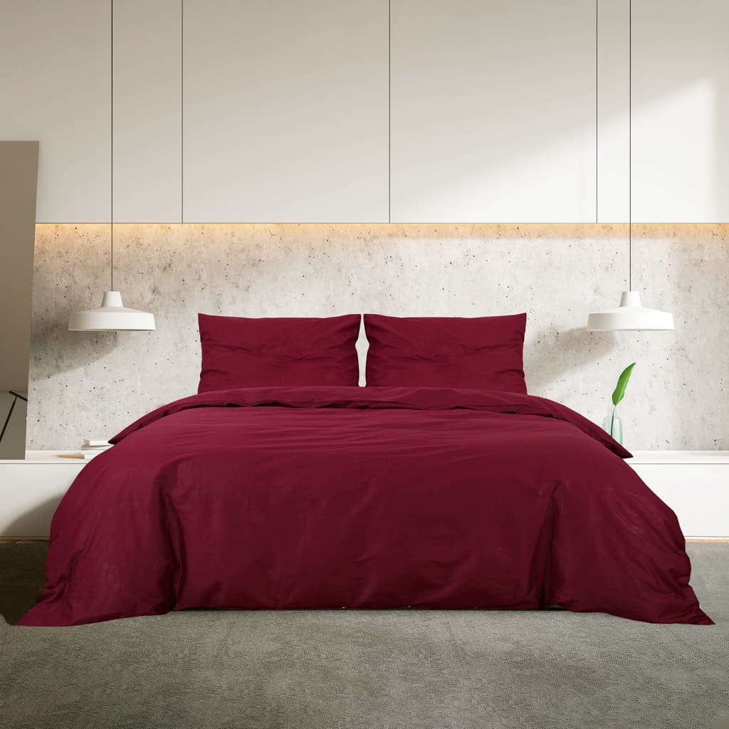 Duvet Cover Set Bordeaux Red 220x240 cm Lightweight Microfiber