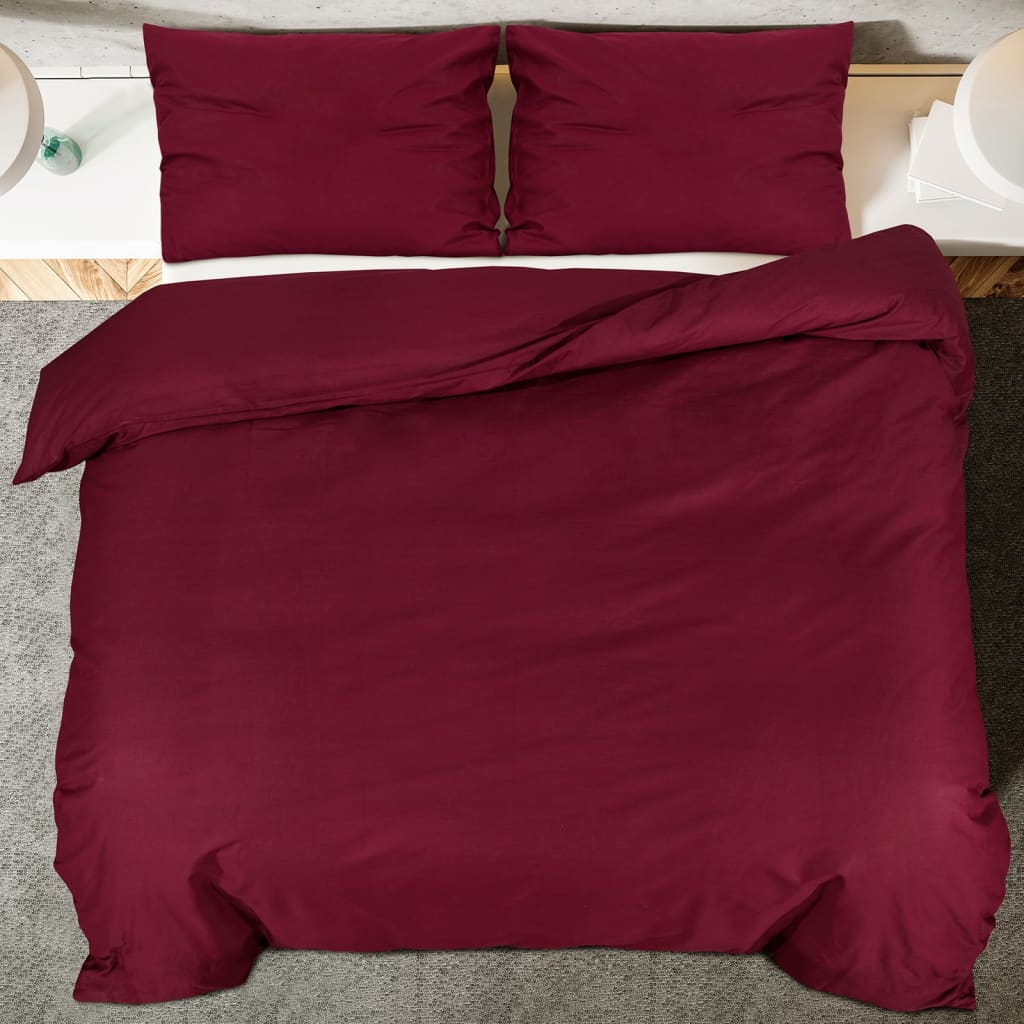 Duvet Cover Set Bordeaux Red 135x200 cm Lightweight Microfiber