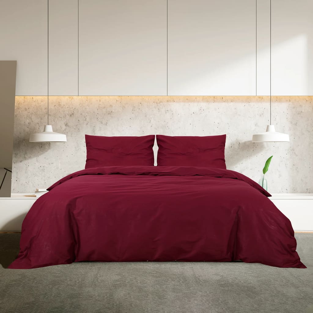 Duvet Cover Set Bordeaux Red 200x200 cm Lightweight Microfiber