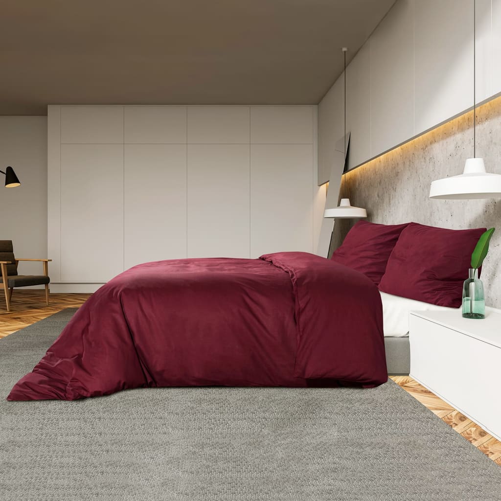 Duvet Cover Set Bordeaux Red 200x200 cm Lightweight Microfiber