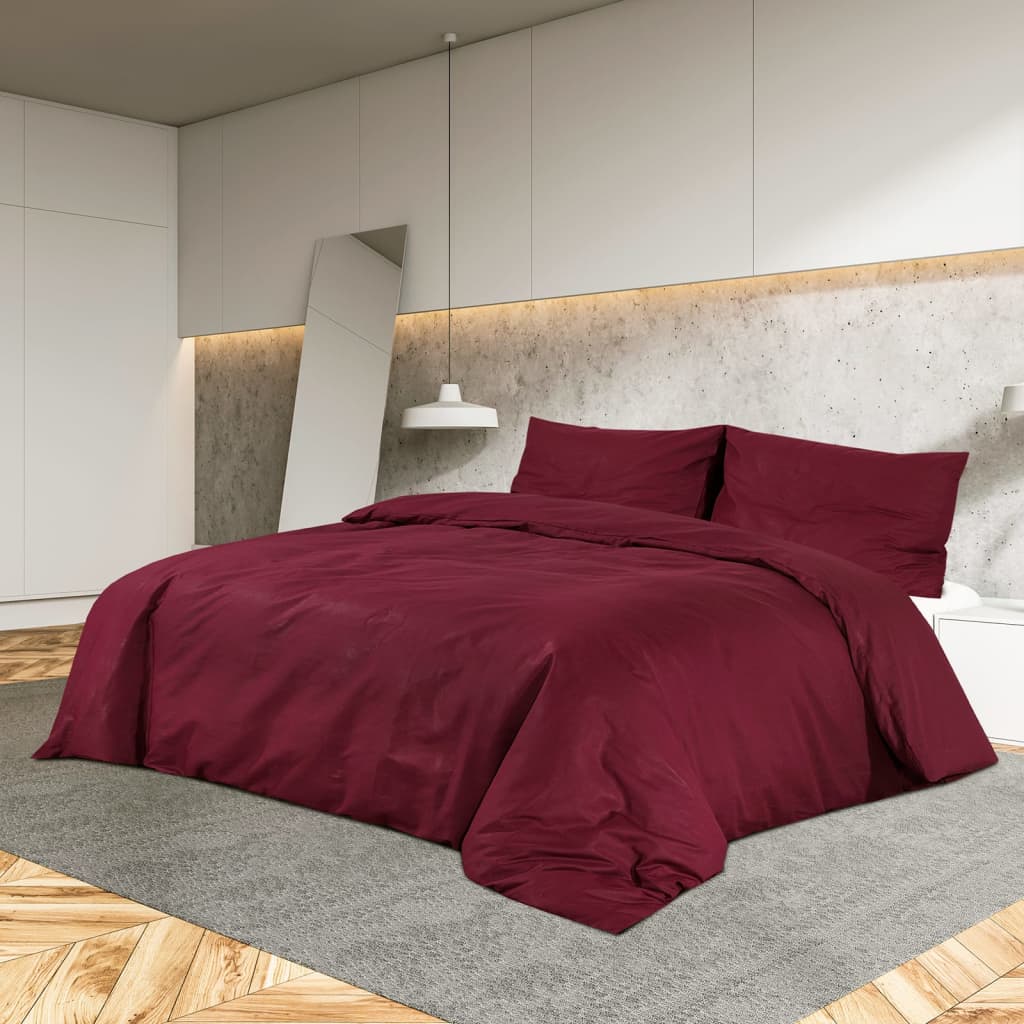 Duvet Cover Set Bordeaux Red 200x200 cm Lightweight Microfiber