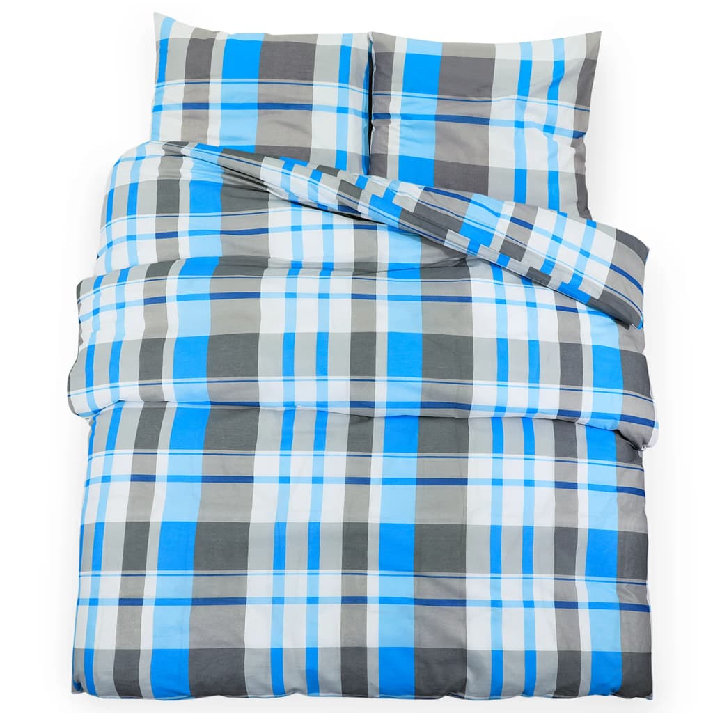 Parure de lit Bleu et Gris 240x220 cm Coton