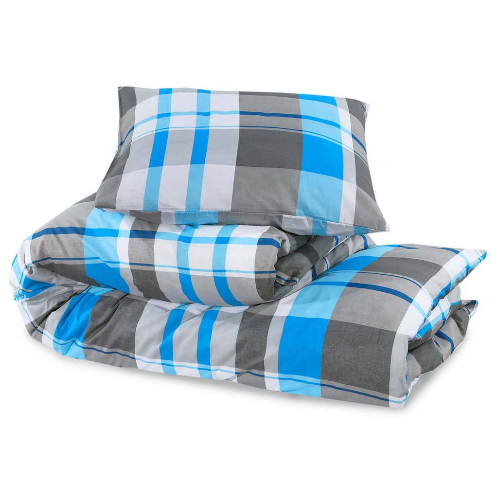 Parure de lit bleue et grise 135x200 cm coton