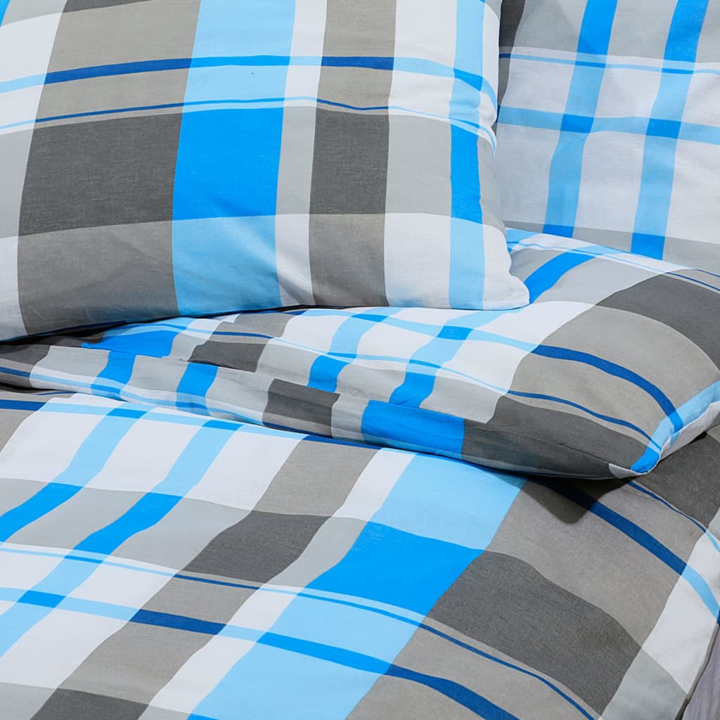 Bettwäsche-Set Blau und Grau 155x220 cm Baumwolle