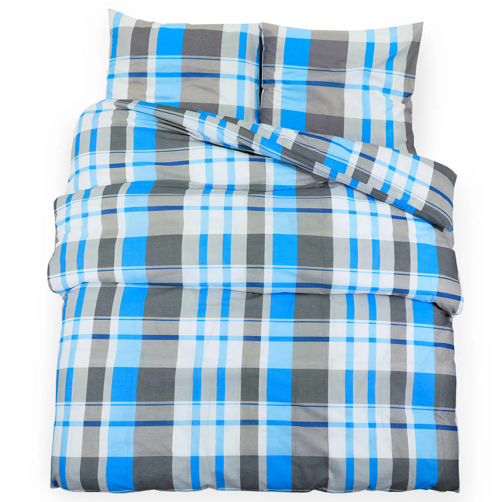 Parure de lit bleue et grise 200x200 cm coton