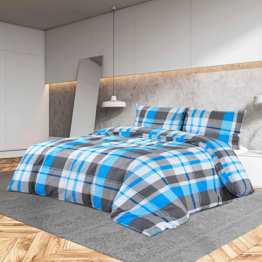 Bettwäsche-Set Blau und Grau 200x220 cm Baumwolle