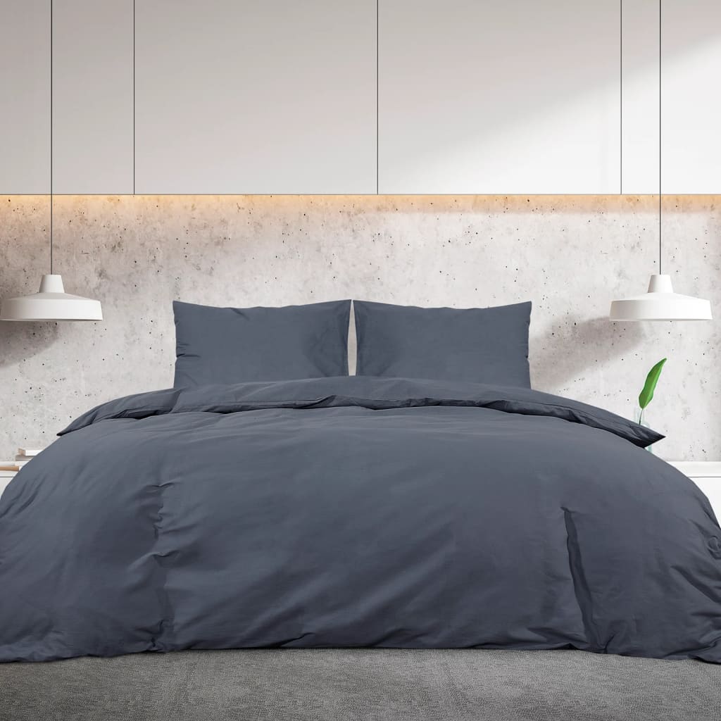 Parure de lit anthracite 135x200 cm coton