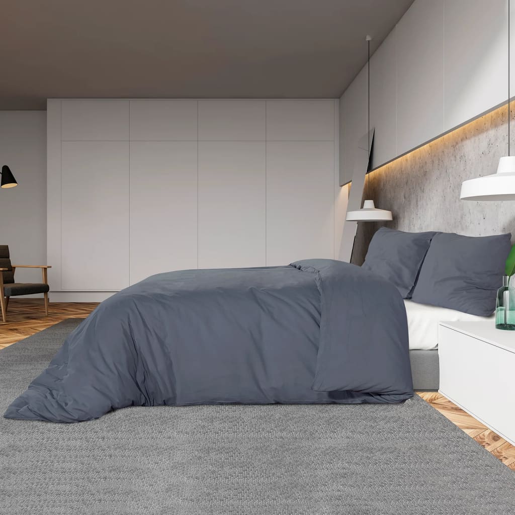 Parure de lit anthracite 135x200 cm coton