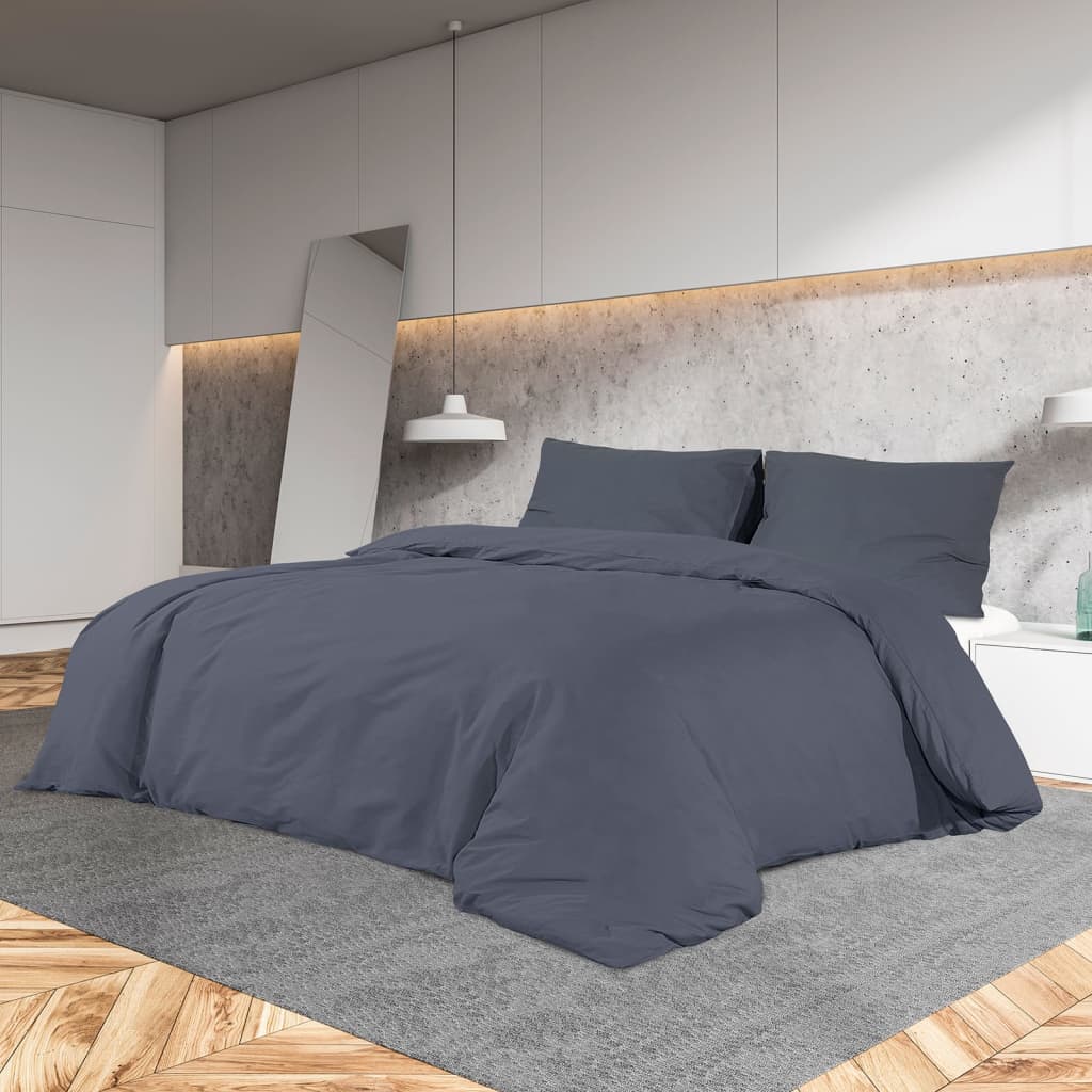 Parure de lit anthracite 135x200 cm coton