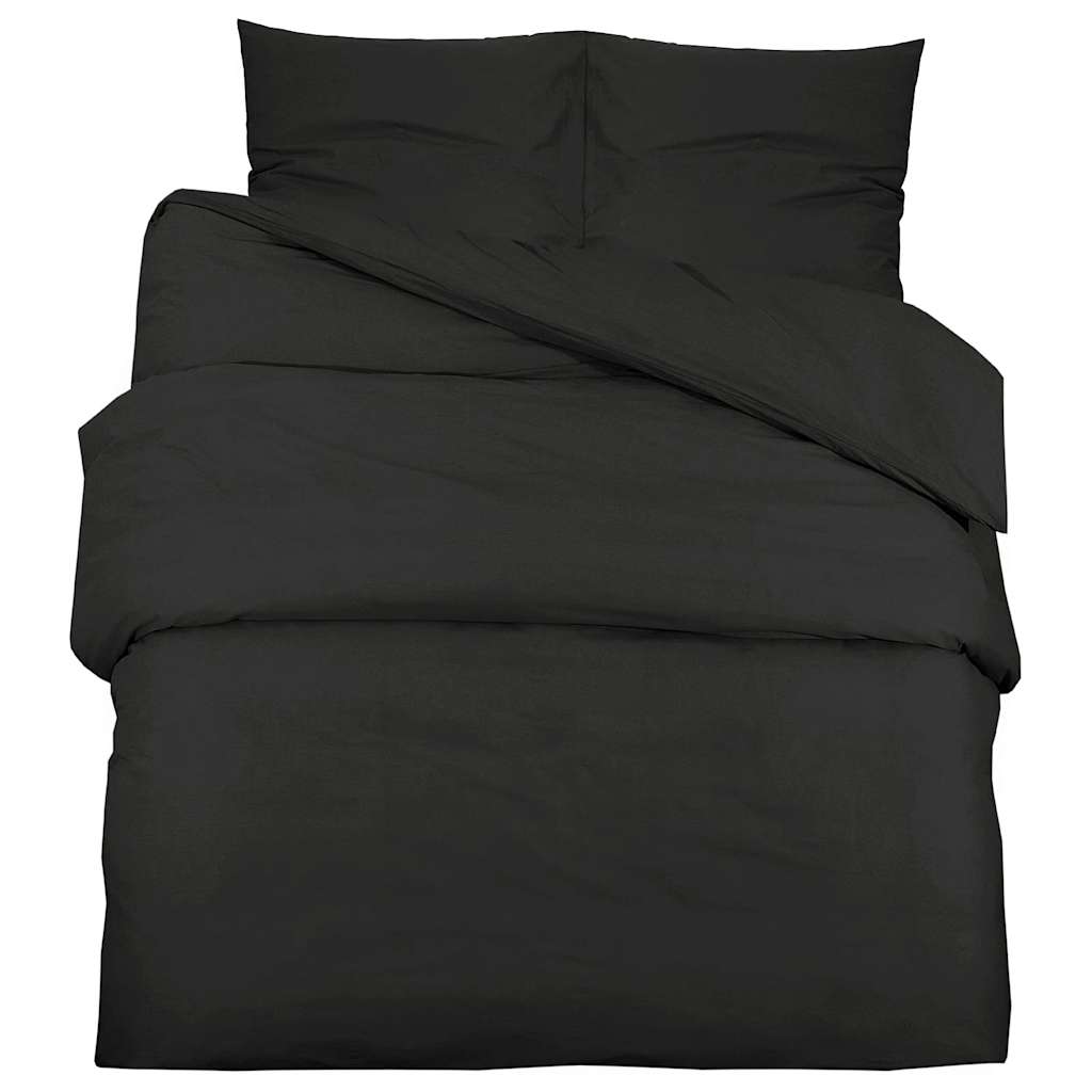 Bed Linen Set Black 200x200 cm Cotton