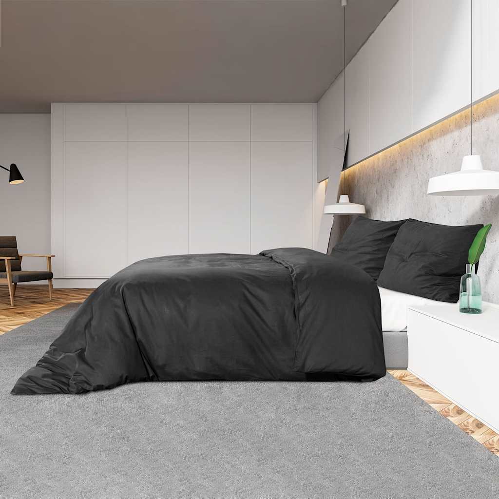 Bed Linen Set Black 200x200 cm Cotton