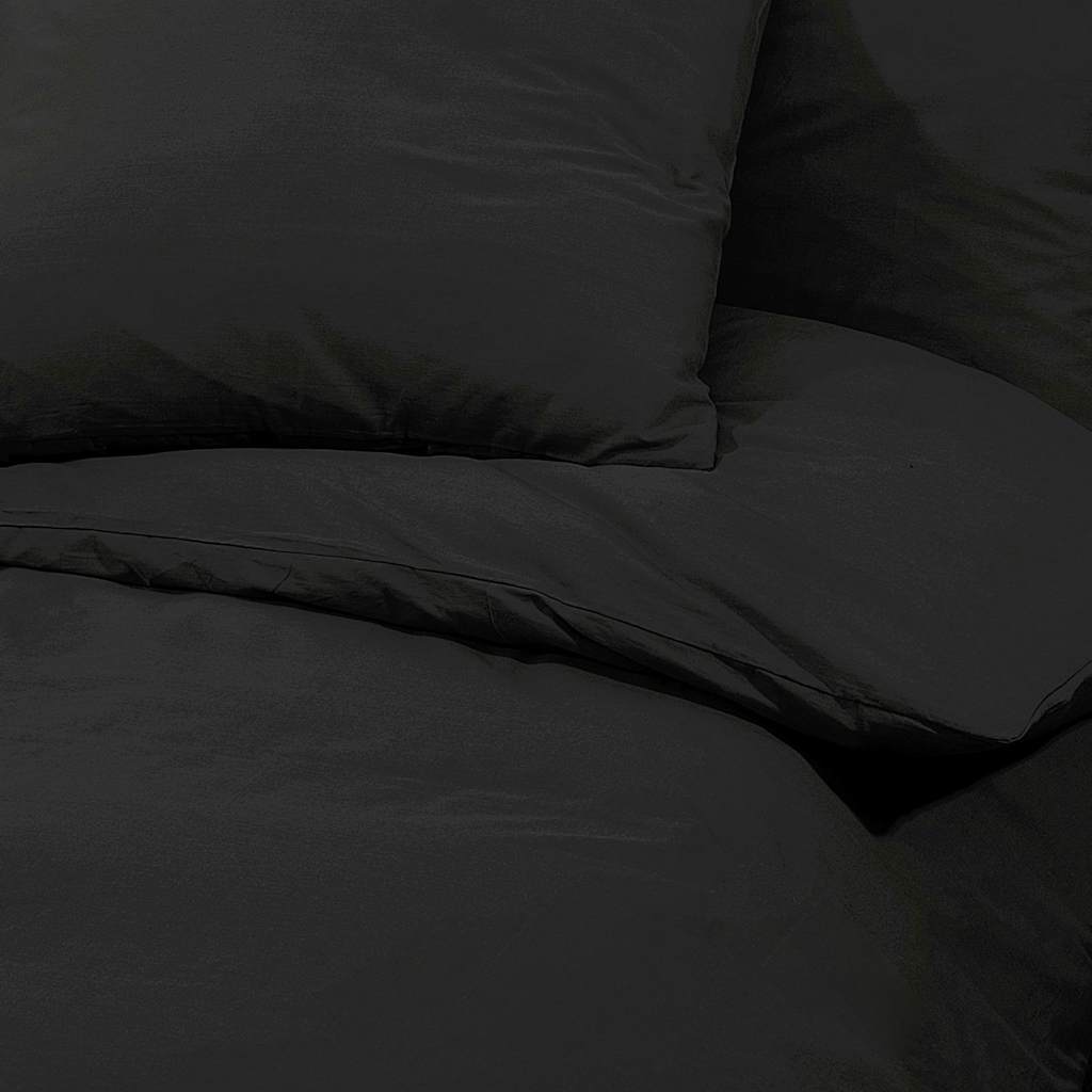 Bed Linen Set Black 200x200 cm Cotton