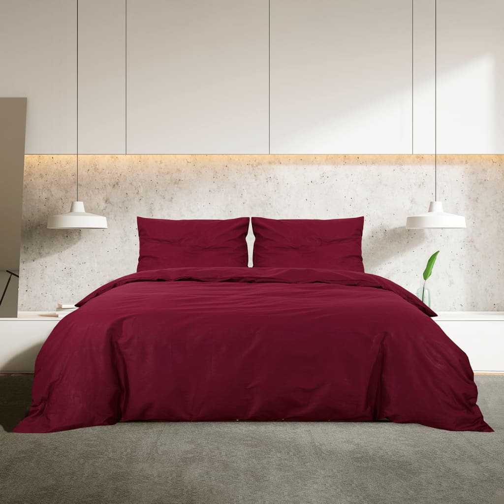 Bed Linen Set Bordeaux Red 140x200 cm Cotton